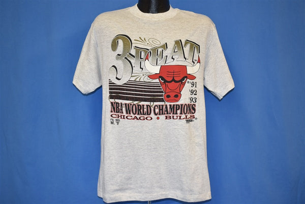 Vintage Chicago Bulls Three Peat NBA Championship Layered T Shirt XL Stained