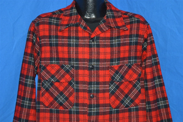 70s Pendleton Checkered Button Down Wool shirt Large - The