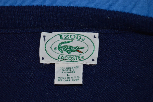 80s Izod Lacoste Navy Blue Pullover Sweater Large - The Captains