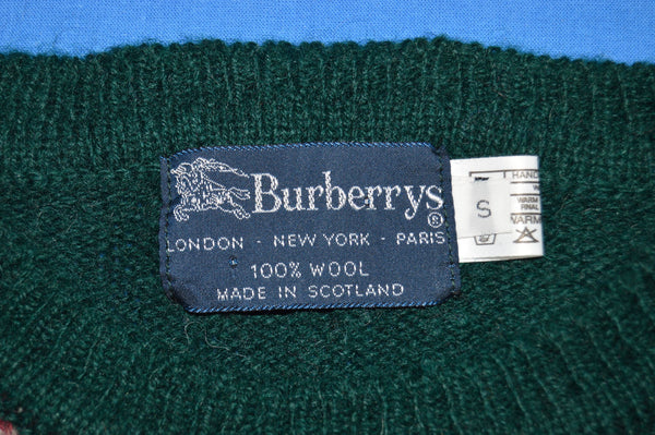 80s Burberrys Argyle Wool Sweater Small