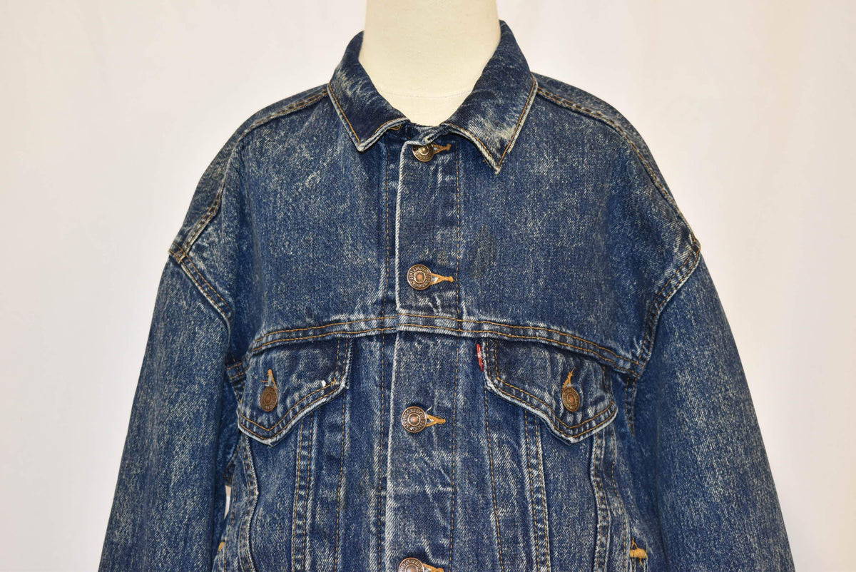 Levis Jean Jacket Denim Button Up Youth XL 13-15 Years Pockets Long Sleeve  Retro