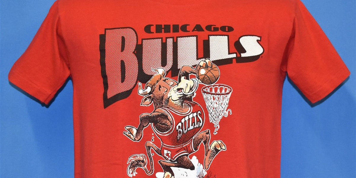 90s Chicago Bulls Slam Dunk Jack Davis NBA t-shirt Medium – The
