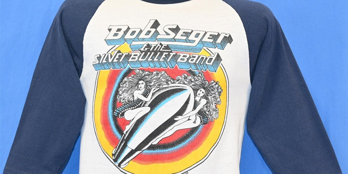 80s Bob Seger Silver Bullet Band Pinup Girl Raglan t-shirt Small