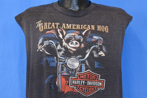 ビンテージ フェード ハーレー バイカー L Tシャツ BROS HOG 80s 70s80sビンテージ 豚 POWER HOG ハーレーダビッドソン Dvidson Harley トップス