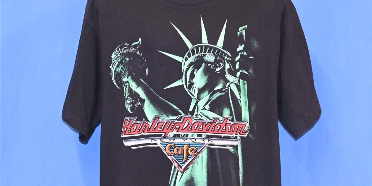 90s Harley Davidson Cafe NYC Statue Liberty t-shirt Extra Large – The  Captains Vintage