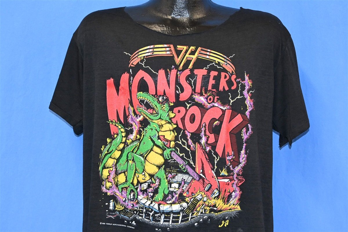 monsters t shirt 80s Van Halen Monsters Of Rock Tour 1988 Cut Neck t-shirt Large