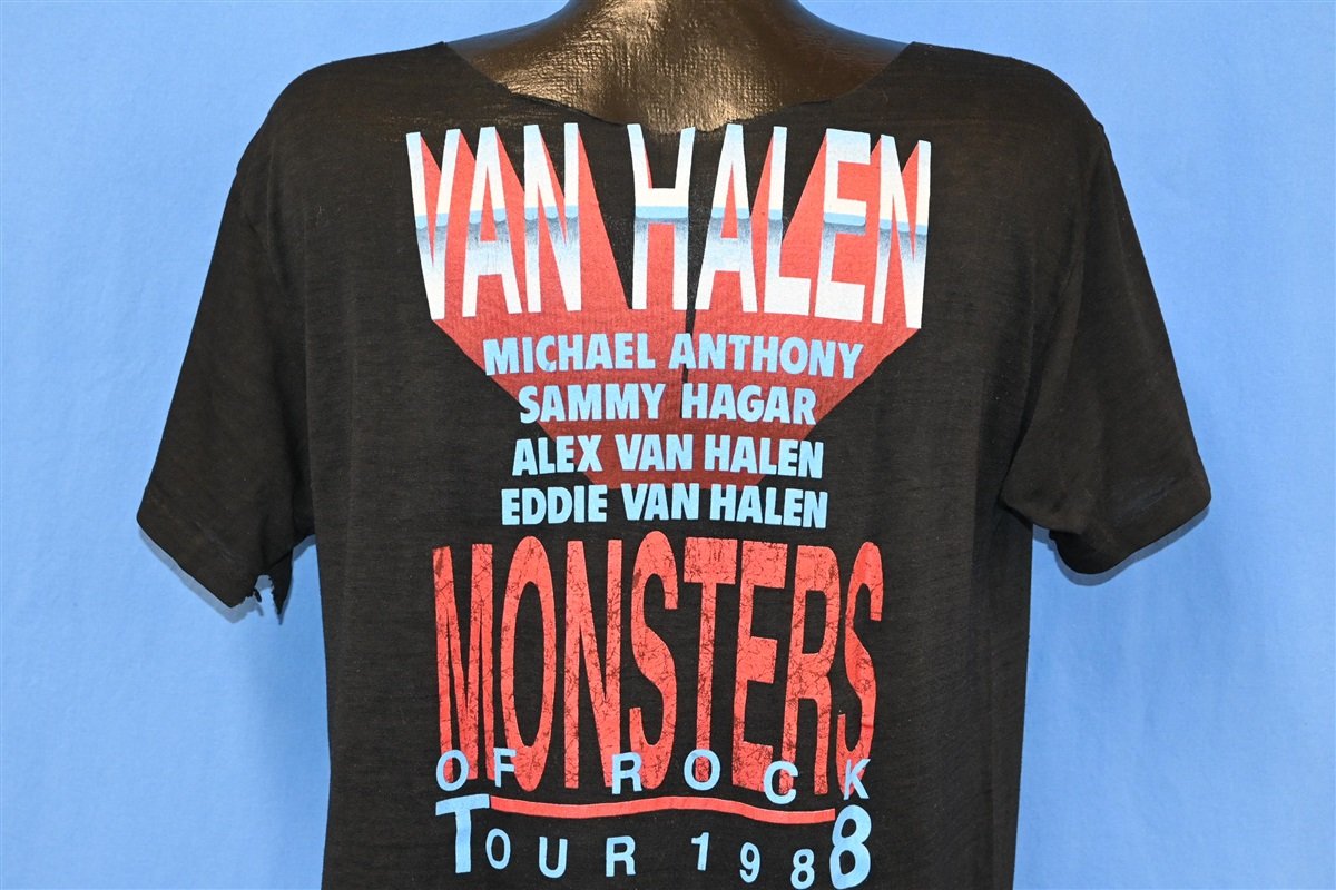monsters of rock 1988 shirt 80s Van Halen Monsters Of Rock Tour 1988 Cut Neck t-shirt Large