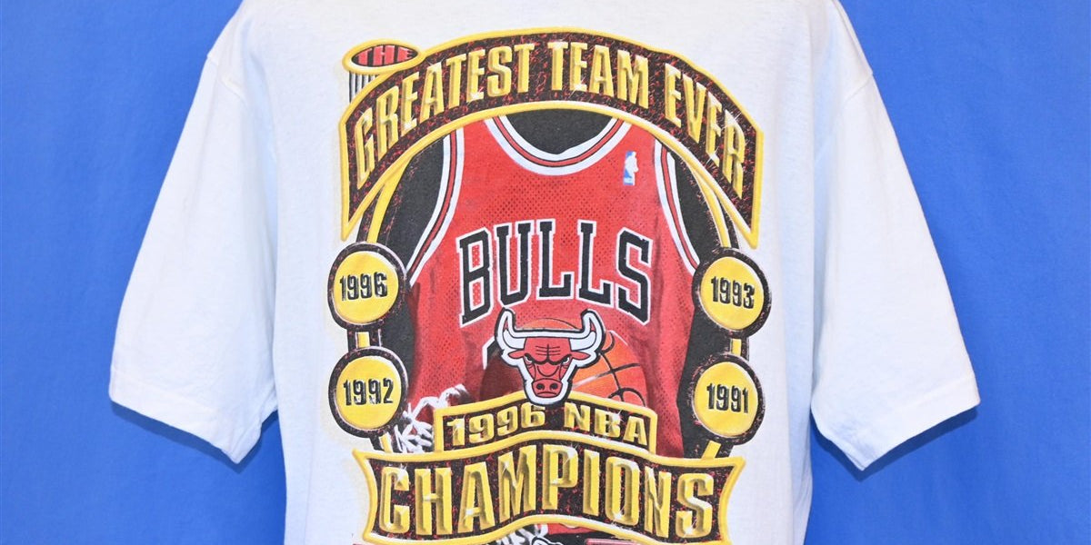 Vintage Chicago Bulls 1996 NBA Champions The Greatest Team Ever selling T-Shirt