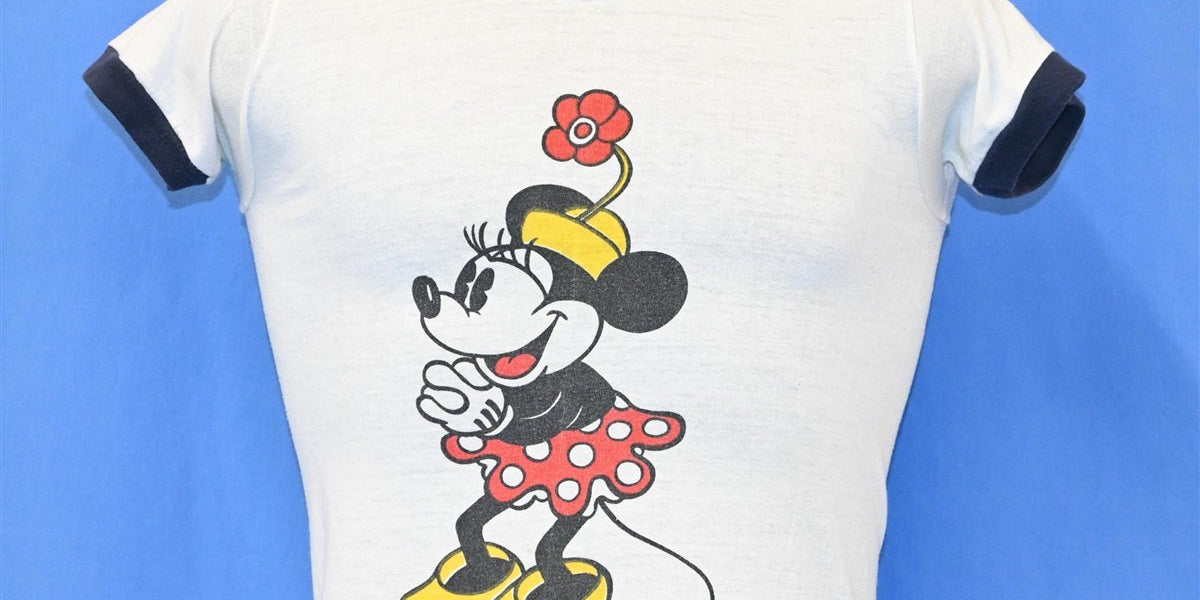 Vtg 70s 80s Tropix Togs offers Mickey Mouse Ringer T-Shirt White M/L Disney 50/50