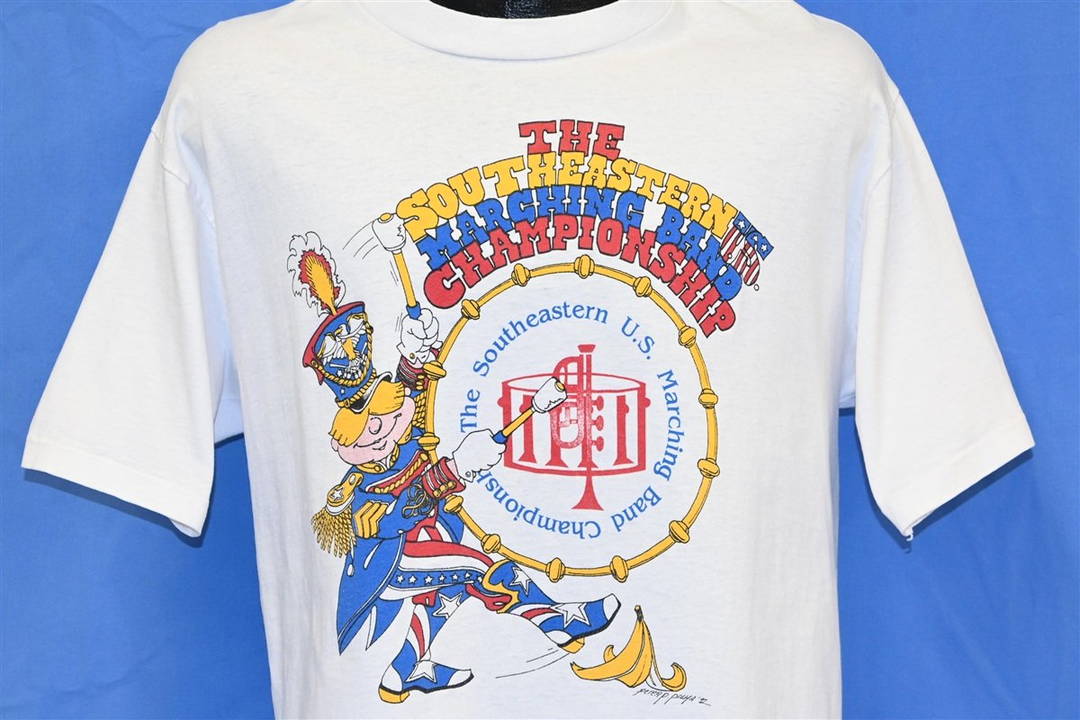 Curated visual reference: Will Marching Mechanisms Southeastern Ver Reference: 90S Southeastern Marching Band Championship Us T Shirt Large
