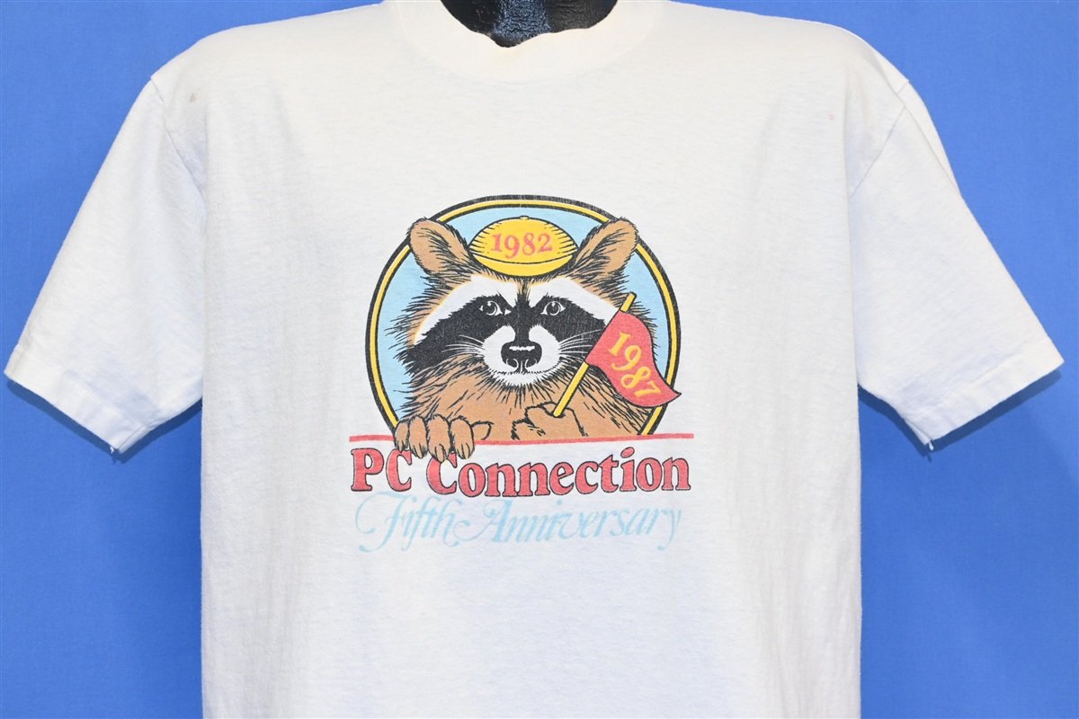 80s PC Connection 5th Anniversary Raccoon t-shirt Large – The Captains ...