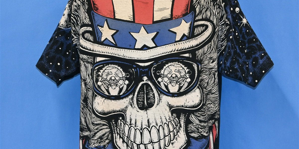 90s Grateful Dead Uncle Sam All Over Print Skull t-shirt Large 