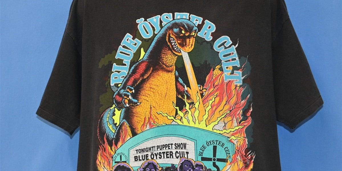 90s Blue Oyster Cult Godzilla Vs Reaper Rock t-shirt Extra Large