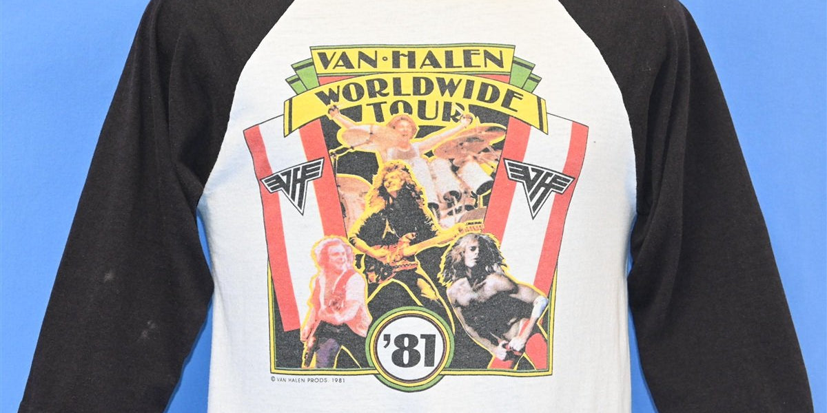 希少 80s ヴィンテージ バンドTシャツ VAN HALEN 当時物 80s Van Halen Worldwide Tour 1981 Raglan Rock t-shirt Medium – The