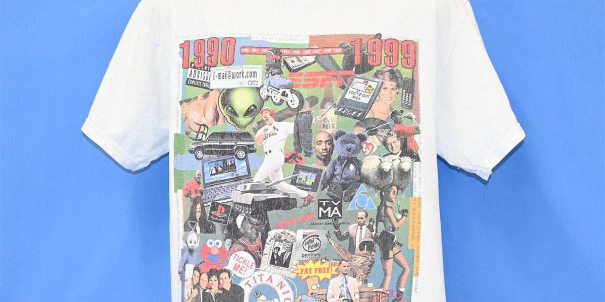 90s Pop Culture Trends Collage 1990-1999 Decade t-shirt Large