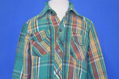 70s Green Brown Yellow Plaid Flannel Shirt Toddler 4T