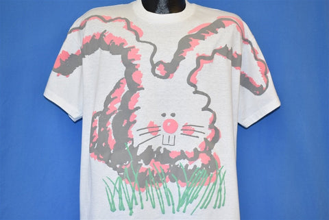 80s Bunny Rabbit Cute Puffy Paint Cartoon Pastel t-shirt Extra Large