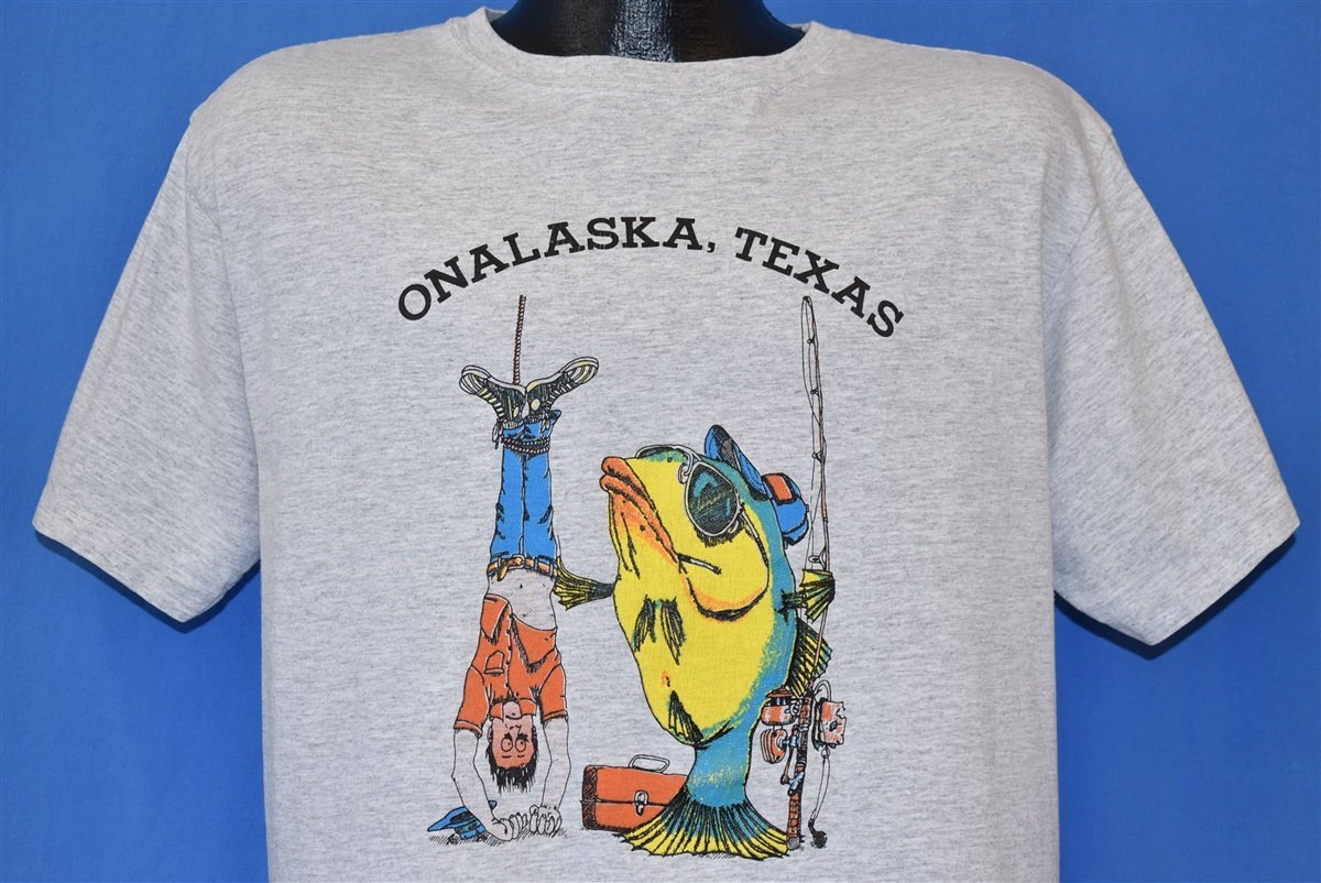 90s Onalaska Texas Fishing Cartoon Funny t-shirt Large – The