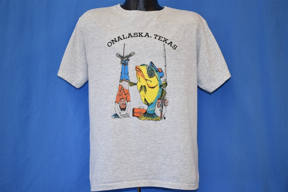 90s Onalaska Texas Fishing Cartoon Funny t-shirt Large