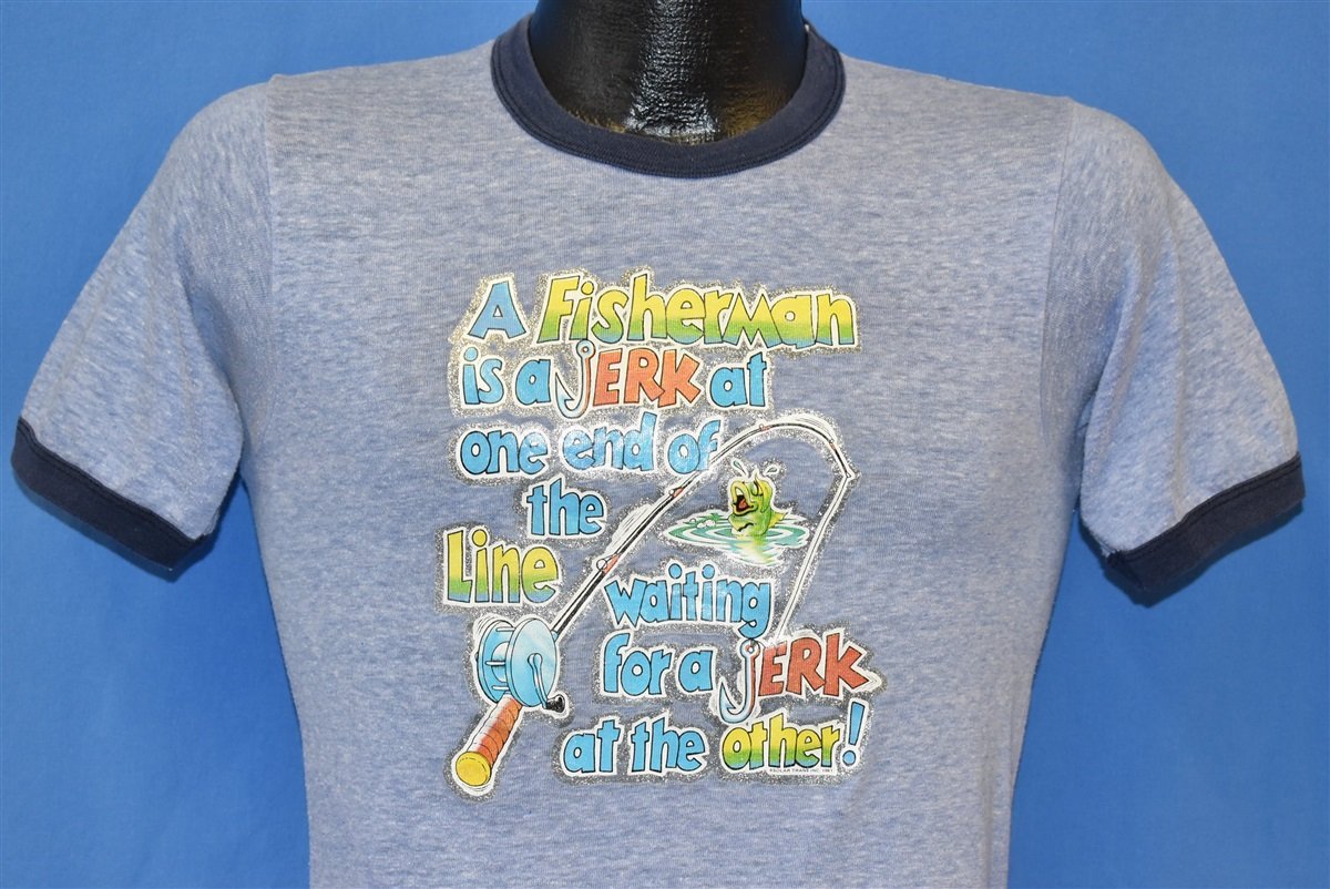 80s Fisherman is a Jerk Glitter Iron On t-shirt Extra Small - The