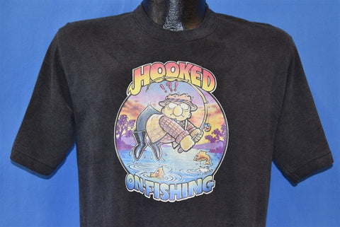 80s Hooked On Fishing Iron On Funny t-shirt Medium