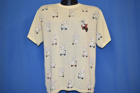 80s Bunny Rabbit Riding Scooter All Over t-shirt Large