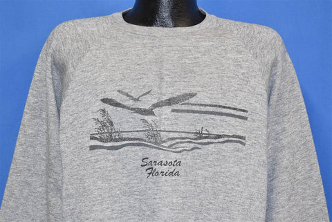 80s Sarasota Florida Beach Seagulls Vacation Sweatshirt Large
