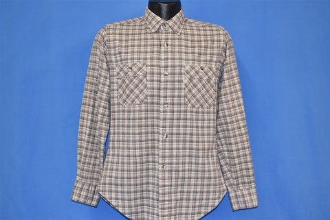 80s Levis Flannel Brown Blue Plaid Shirt Medium