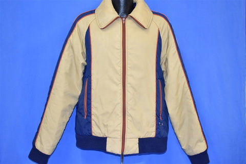 80s JC Penney Beige Blue Zip Up Ski Jacket Large
