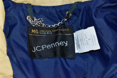 80s JC Penney Beige Blue Zip Up Ski Jacket Large