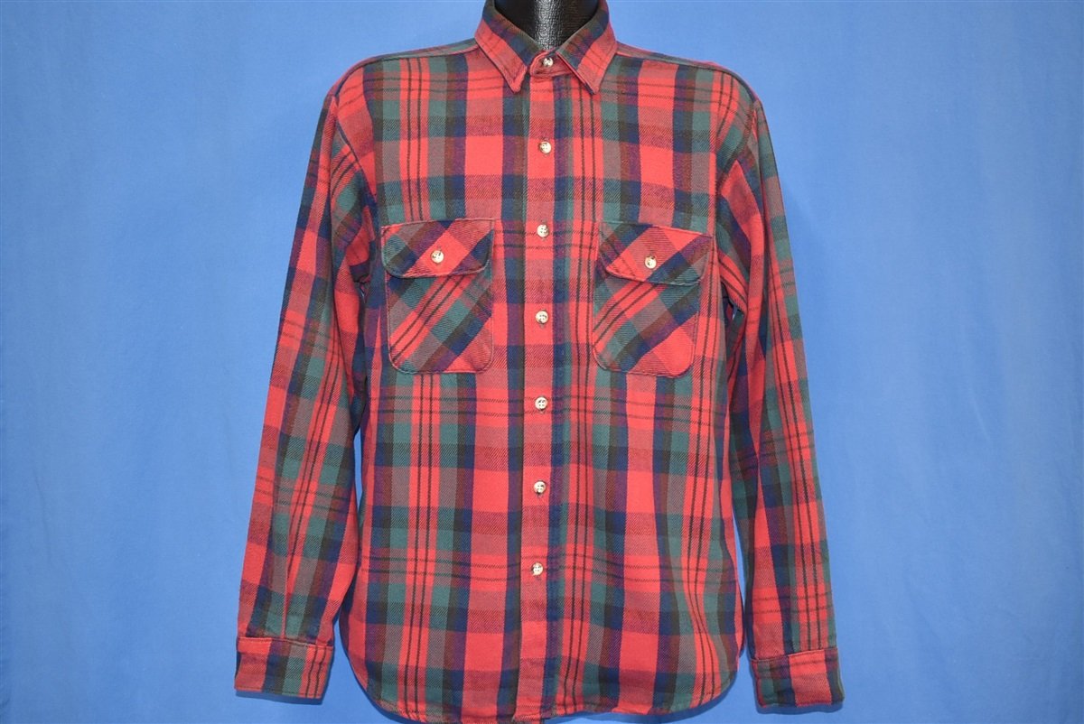 80s Five Brother Flannel Red Green Plaid Shirt Large - The
