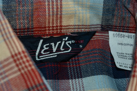 80s Levis Plaid Red Blue Flannel Shirt Small