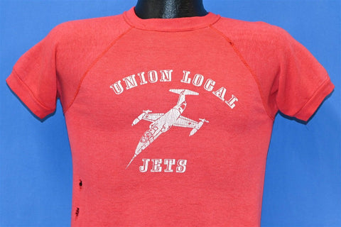 80s Union Local Jets Fighter Distressed Sweatshirt Small