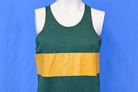 70s Green Gold Silk Screen Stripe Jersey Tank t-shirt Small