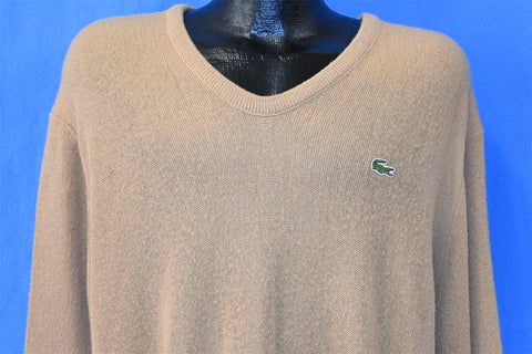 60s Brown Izod Lacoste V-Neck Pullover Sweater Extra Large