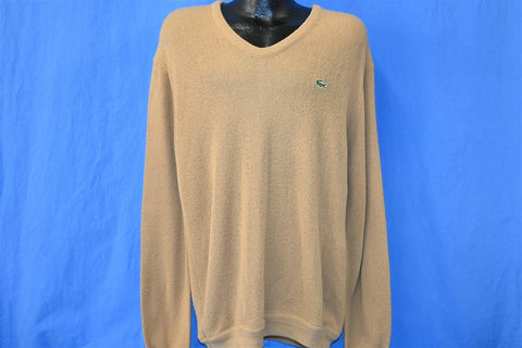 60s Brown Izod Lacoste V-Neck Pullover Sweater Extra Large