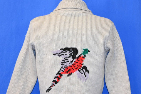 60s Cowichan Pheasant Shawl Neck Cardigan Sweater Medium