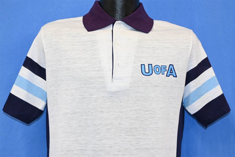 80s U Of A Striped Sleeve University Arkansas Polo Shirt Medium