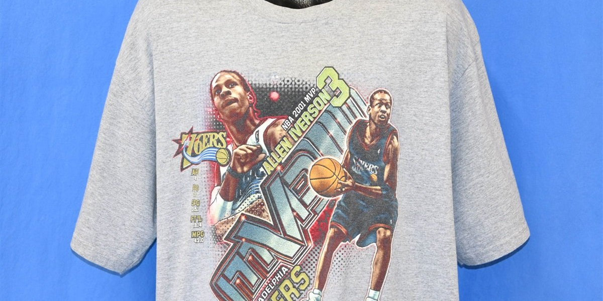 Vintage Philadelphia 76ers Sixers Allen Iverson 2001 NBA MVP Rap Tee sale T-Shirt