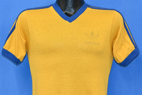 80s Adidas Trefoil Three Stripe Coach Ringer t-shirt Small