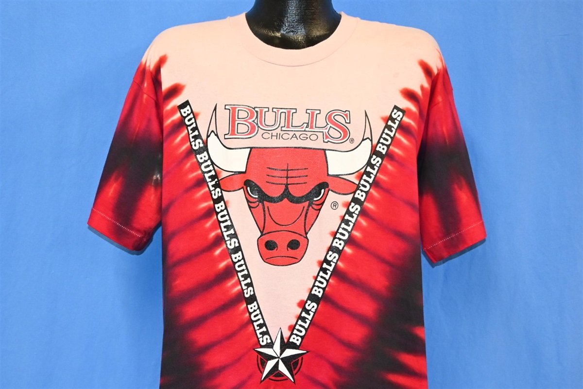 vintage 90s CHICAGO BULLS NBA 2 SIDED RED PINK TIE-DYE t-shirt