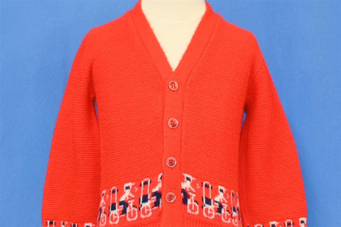 80s Intarsia Bicycle Button Purl Cardigan Sweater Youth Small