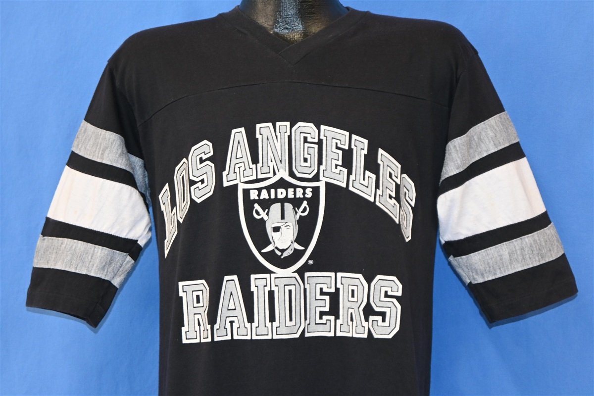 80s Los Angeles Raiders Striped NFL Football t-shirt Medium - The Captains  Vintage