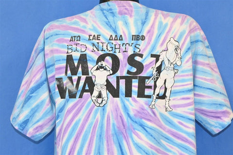 90s Bid Nights Most Wanted Greek Tie Dye t-shirt Extra Large