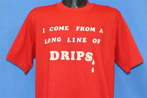70s I Come From Long Line Of Drips Flocked Letter t-shirt Large