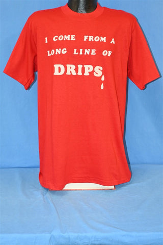 70s I Come From Long Line Of Drips Flocked Letter t-shirt Large