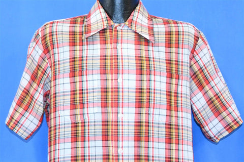 70s JC Penney Plaid Square Bottom Button Down Shirt Medium