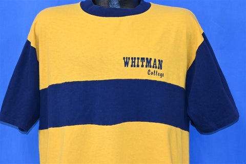 70s Whitman College Washington Blue Gold t-shirt Extra Large