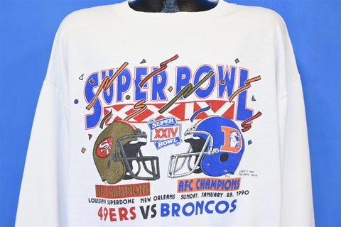 80s 49ers vs Broncos Super Bowl XXIV NFL Sweatshirt Extra Large