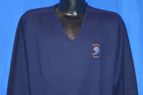 80s Chicago Bears Embroidered Logo V Neck Sweater Extra-Large